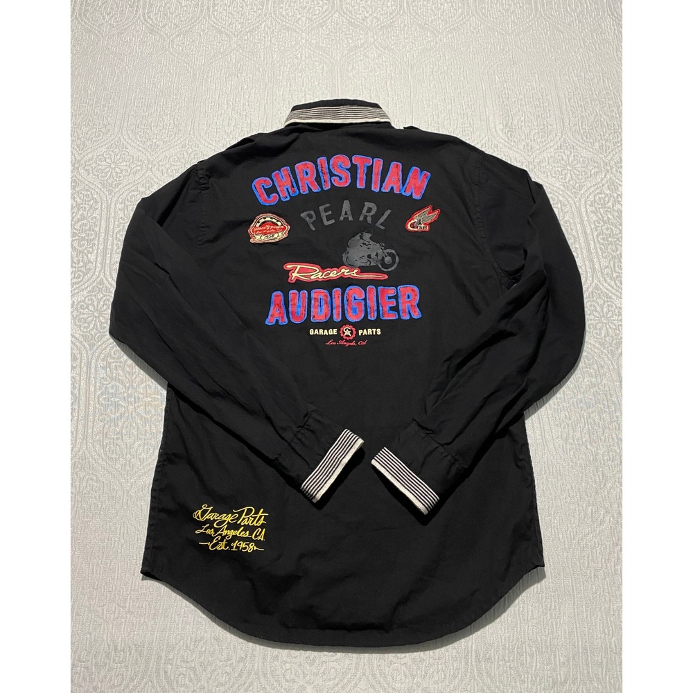 Christian‎ Audigier Garage Parts Shirt Mens Small Black Y2K Biker Moto Graphic